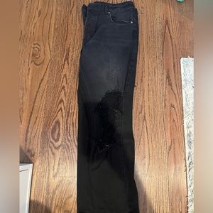 Black ripped mid rise jeans